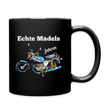 Echte Mädels fahren Simson Moped Nostalgie - Tasse einfarbig - Schwarz - Rechts