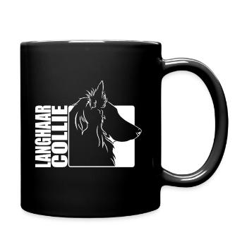 Langhaar Collie Profil Hunde Hund Wilsigns - Tasse einfarbig - Schwarz - Rechts