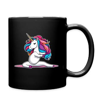 Niedliches Einhorn macht Joga - Tasse einfarbig - Schwarz - Rechts