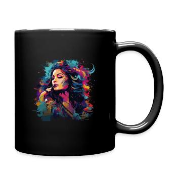 Frau mit Lippenstift - Tasse einfarbig - Schwarz - Rechts