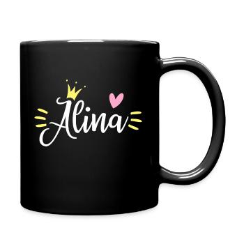 Alina Name Krone - Tasse einfarbig - Schwarz - Rechts