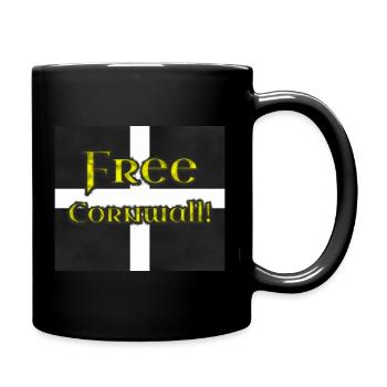 Free Cornwall! On St. Piran's Flag - Full Colour Mug - black - Right