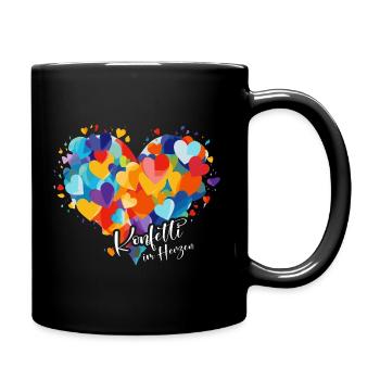 Köln Karneval Alaaf Jeck Party Konfetti Herz - Tasse einfarbig - Schwarz - Rechts