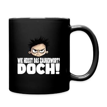 Lustiges Spruch:" Wie heißt das Zauberwort?" - Tasse einfarbig - Schwarz - Rechts