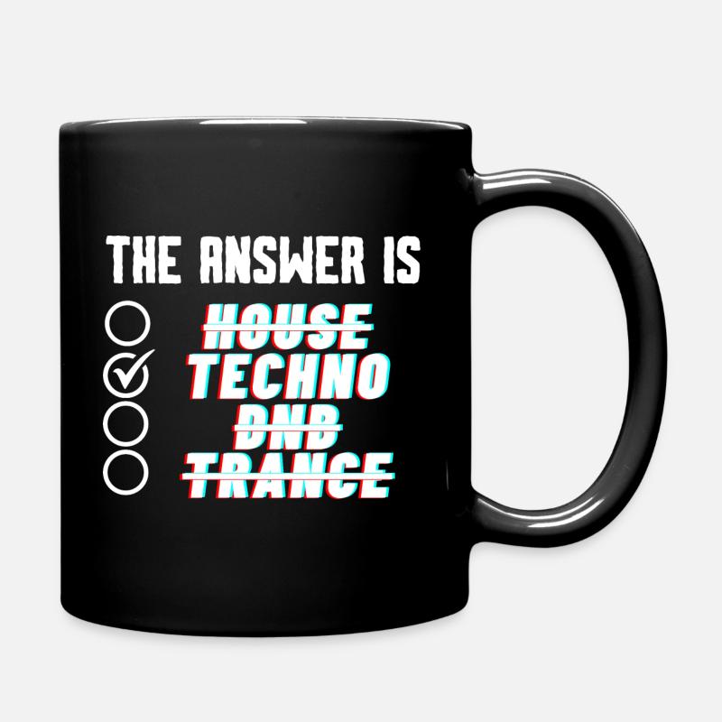 The Answer is TECHNO - Full Colour Mug - black