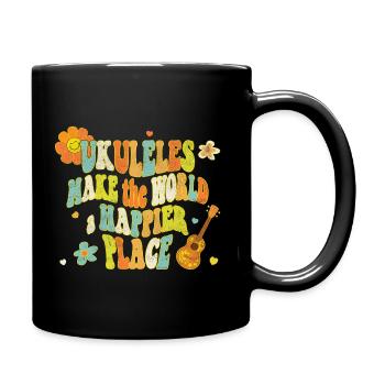 Les ukulélés rendent le monde plus heureux - Mug uni - noir - Droite