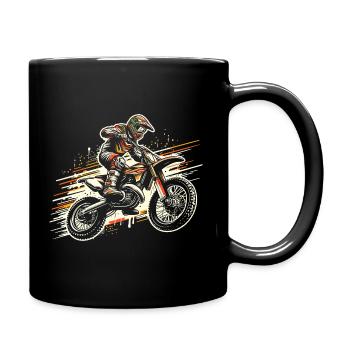 Retro Motocross Gift - Vintage Dirt Bike - Full Colour Mug - black - Right