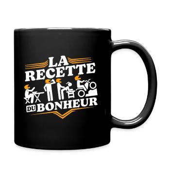 Das Glücksrezept mit Motorradcross-Biker-Humor - Tasse einfarbig - Schwarz - Rechts