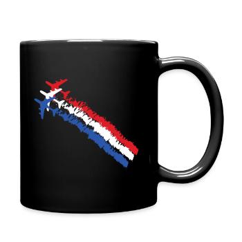 French flag blue white red aircraft army - Full Colour Mug - black - Right
