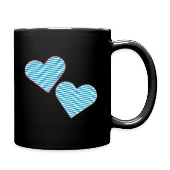 Bayrische Herzen als Patches. - Tasse einfarbig - Schwarz - Rechts