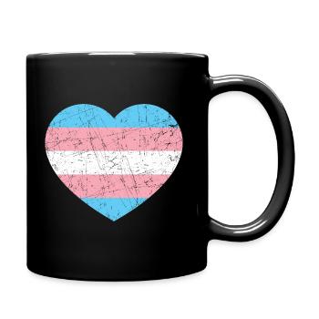 Trans Heart LGBTQ Transgender Flag - Full Colour Mug - black - Right