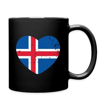 Islande Coeur Drapeau Grunge - Mug uni - noir - Droite