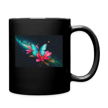 Schmetterling aus Universen erblüht - Tasse einfarbig - Schwarz - Rechts