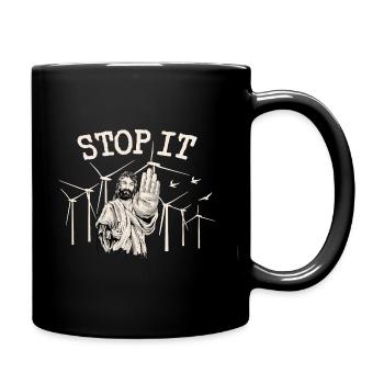 Stop wind energy - Jesus Against Wind Power - Full Colour Mug - black - Right