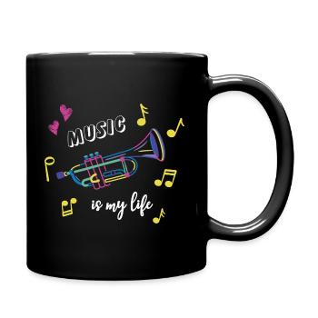 Trompete - Music is my life - Musik - Instrument - Tasse einfarbig - Schwarz - Rechts