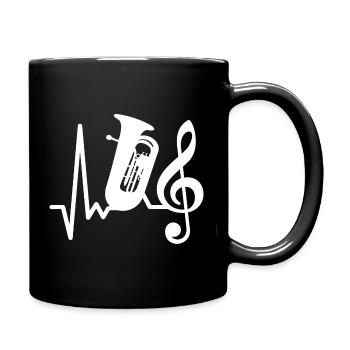 Tuba Herzschlag - Tasse einfarbig - Schwarz - Rechts