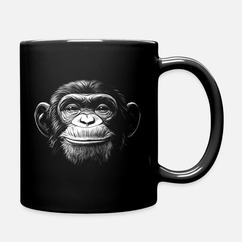Lachender Affe - Tasse einfarbig - Schwarz