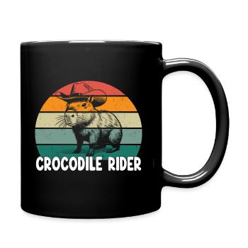 Crocodile Rider Capybara - Tasse einfarbig - Schwarz - Rechts