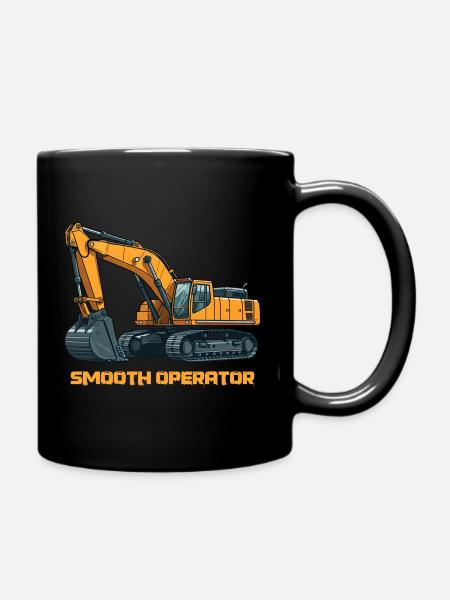 Bagger Baumaschine Baggerfahrer Baustelle - Tasse einfarbig - Schwarz