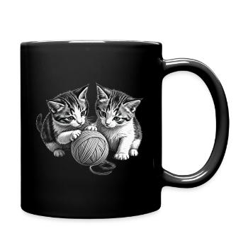 Kittys playing - Tasse einfarbig - Schwarz - Rechts