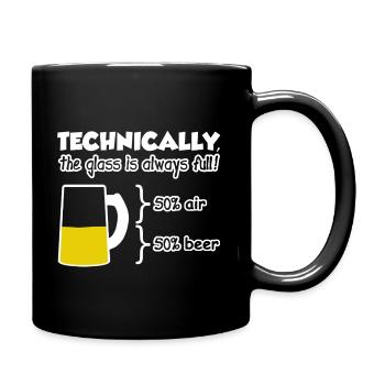 Funny Beer The Glass is Always Full - Full Colour Mug - black - Right