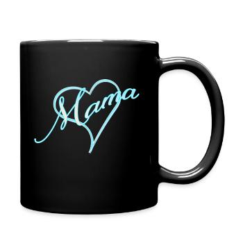 Maman avec coeur garçon bleu - Mug uni - noir - Droite