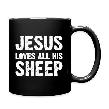 Jésus aime toutes ses brebis - Mug uni - noir - Droite