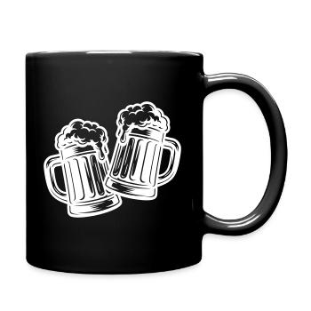 Bier Anstoßen Prost - Tasse einfarbig - Schwarz - Rechts