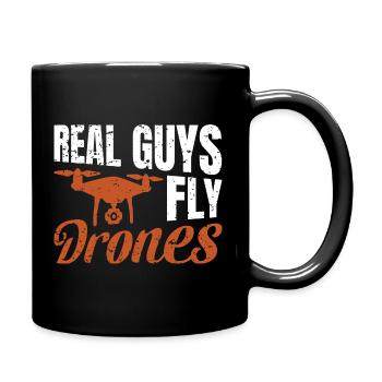 Real Guys fly Drones - Tasse einfarbig - Schwarz - Rechts