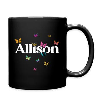 Schöner Mädchenname mit Schmetterlingen ALLISON - Tasse einfarbig - Schwarz - Rechts