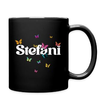 Beautiful girl's name with butterflies STEFANI - Full Colour Mug - black - Right