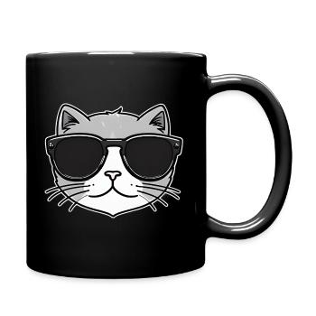 Chat peint cool avec des lunettes de soleil - Mug uni - noir - Droite