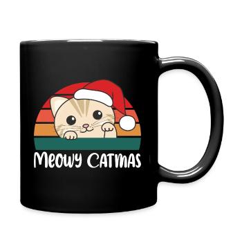 merry catmas funny cat Christmas pun - Full Colour Mug - black - Right