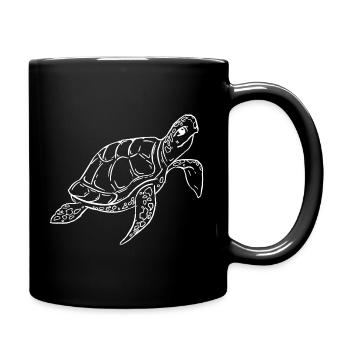 Sea Turtle Ocean Illustration  - Tasse einfarbig - Schwarz - Rechts