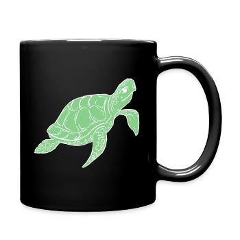 Green Sea Turtle Ocean Illustration - Full Colour Mug - black - Right