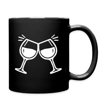 Wine glass toast cheers wine - Full Colour Mug - black - Right