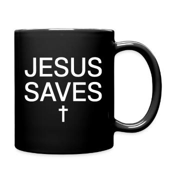 Jesus Saves Minimalist Cross Tee - Tasse einfarbig - Schwarz - Rechts