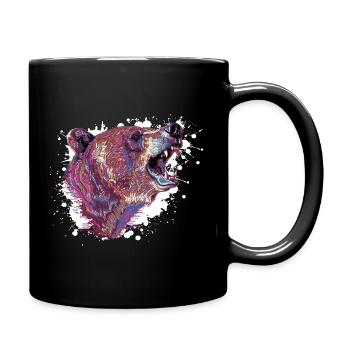 Tête d’ours Neon Splash - Mug uni - noir - Droite