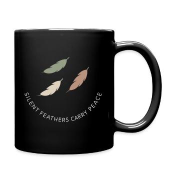 Feather And Dream Boho Festival Spiritual Pattern - Full Colour Mug - black - Right