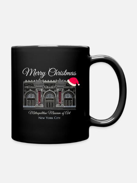 Weihnachten in New York, Kunstmuseum Handzeichnung - Tasse einfarbig - Schwarz