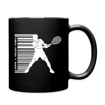 Tennis Silhouette Hoodie shirt barcode bright - Full Colour Mug - black - Right