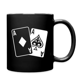 Poker Karten – Texas Hold’em Casino Design - Tasse einfarbig - Schwarz - Rechts
