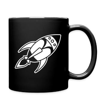 Retro Space Rocket – Space Spaceship Design - Full Colour Mug - black - Right