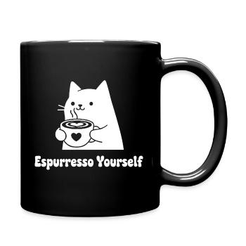 Espresso Yourself Katzenmotiv - Tasse einfarbig - Schwarz - Rechts
