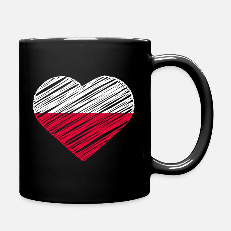 Drapeau Cœur à l’huile – Cadeau Pologne Amour Rouge Blanc - Mug uni - noir