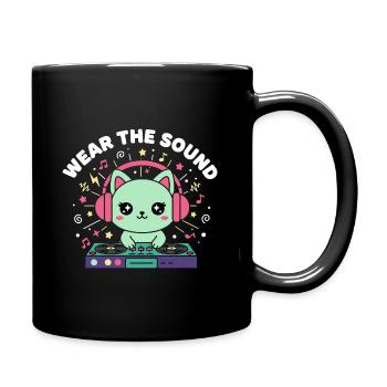Cat KAWAÏ DJ Pastel Wear The Sound - Full Colour Mug - black - Right