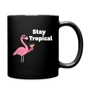 Stay Tropical Flamingo Motif - Full Colour Mug - black - Right