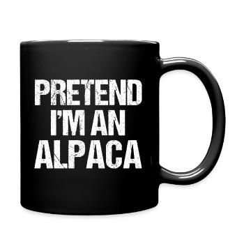 Pretend I'm an Alpaca Costume Funny Lazy Halloween - Full Colour Mug - black - Right