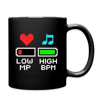 NIEDRIGE MP HOHE BPM Pixel Art Gaming Musik - Tasse einfarbig - Schwarz - Rechts