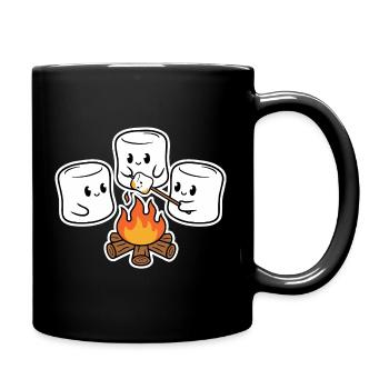 Kuschelige Marshmallows am Lagerfeuer - Tasse einfarbig - Schwarz - Rechts